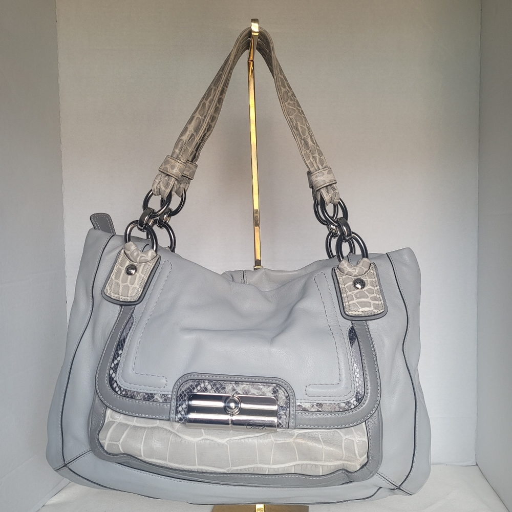 COACH Tote Kristin Spectator 16810 Leather Hobo Large Bag - Gray--NO BAG CHARM